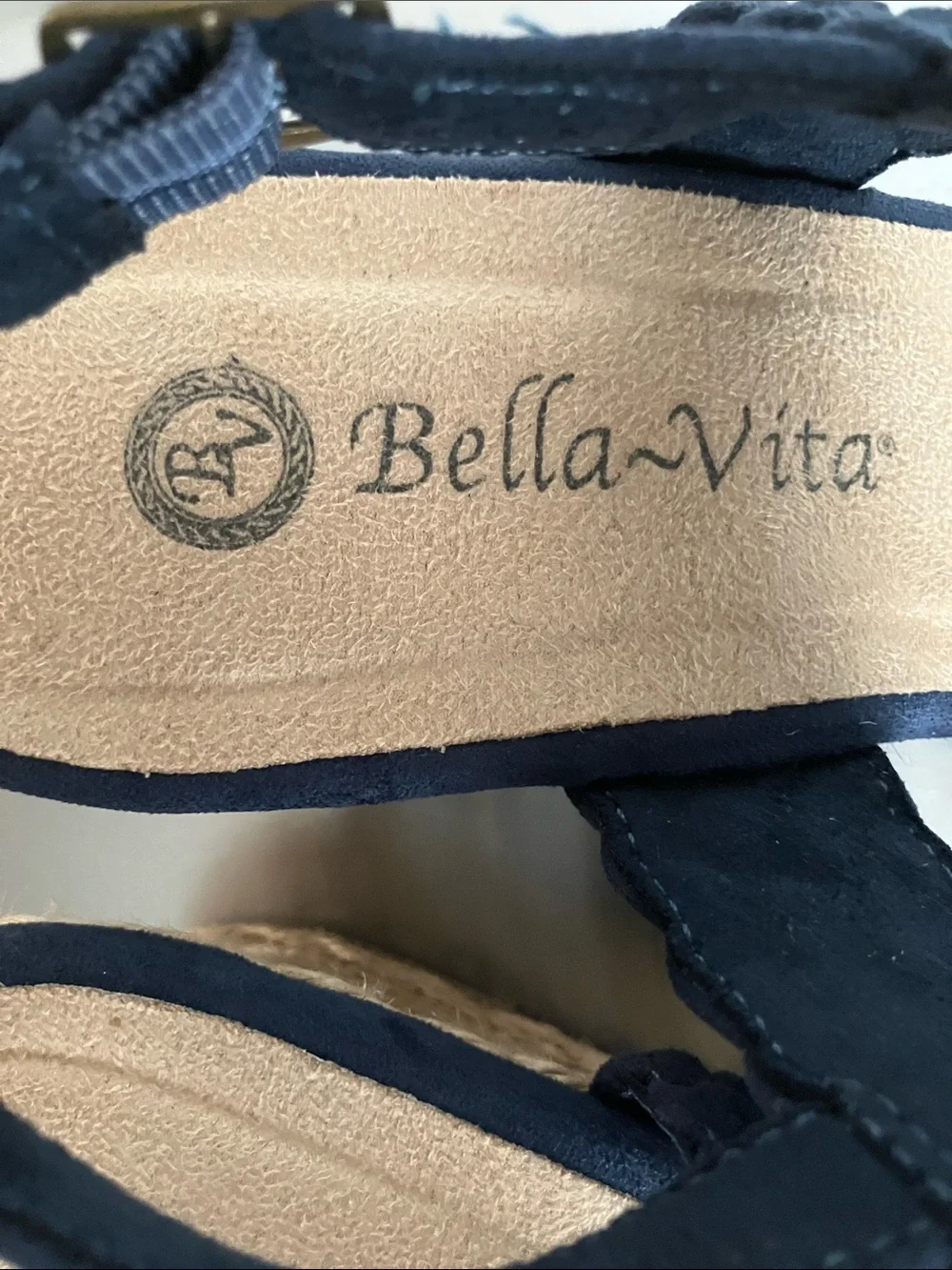 Bella Vita Mariella Navy Woven Espadrille Wedge Slingback Sandals 7.5M